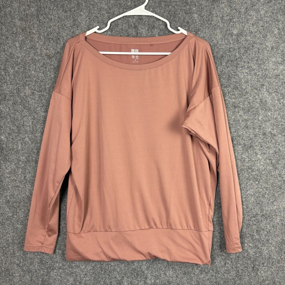 UNIQLO Airism Shirt Womens Size M Rose Pink Sweatshirt Top Lightweight Active